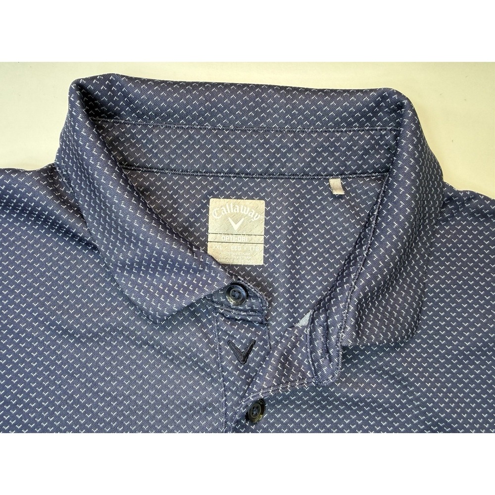 Callaway Opti-Dri Golf Mens 2XL Blue geometric Performance Polo Shirt - Picture 2 of 7